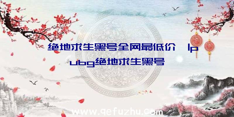 「绝地求生黑号全网最低价」|pubg绝地求生黑号